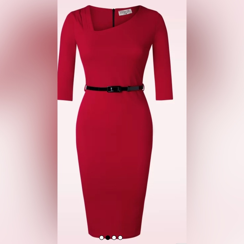 Top Vintage Chic Sheni Pencil Dress in Red Size 10